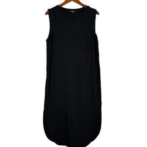 J. Crew Sleeveless Tank Curve Hem Midi Cover Up Casual Dress Round Neck L Black